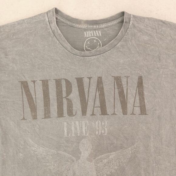 Nirvana Band Casual Crew Neck Graphic T-Shirt Adult Mens Size Large L Gray - Picture 1 of 9